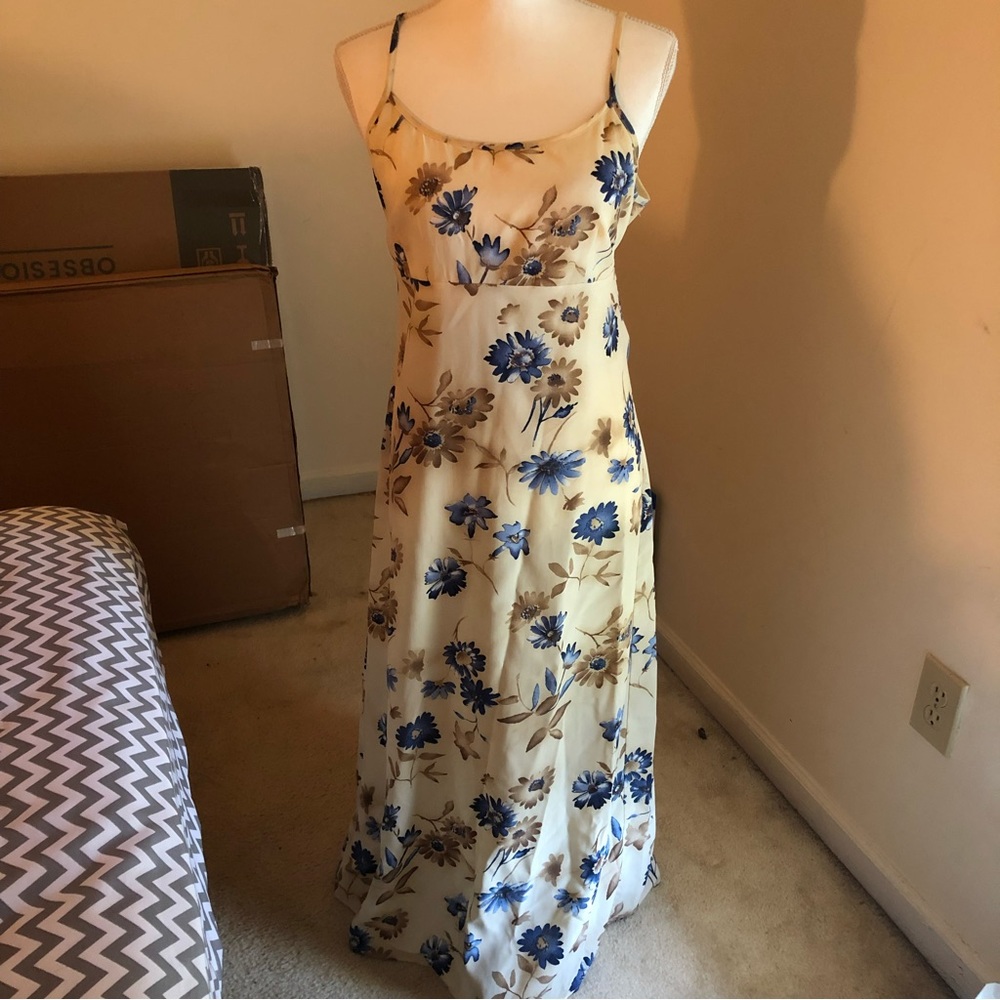 Vintage Blue Floral Maxi Dress